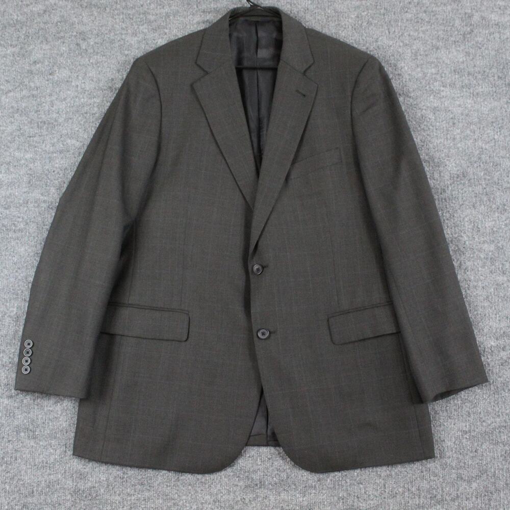 Brooks Brothers Blazer Mens 44L Gray Wool Plaid Madison Fit Work Office Business